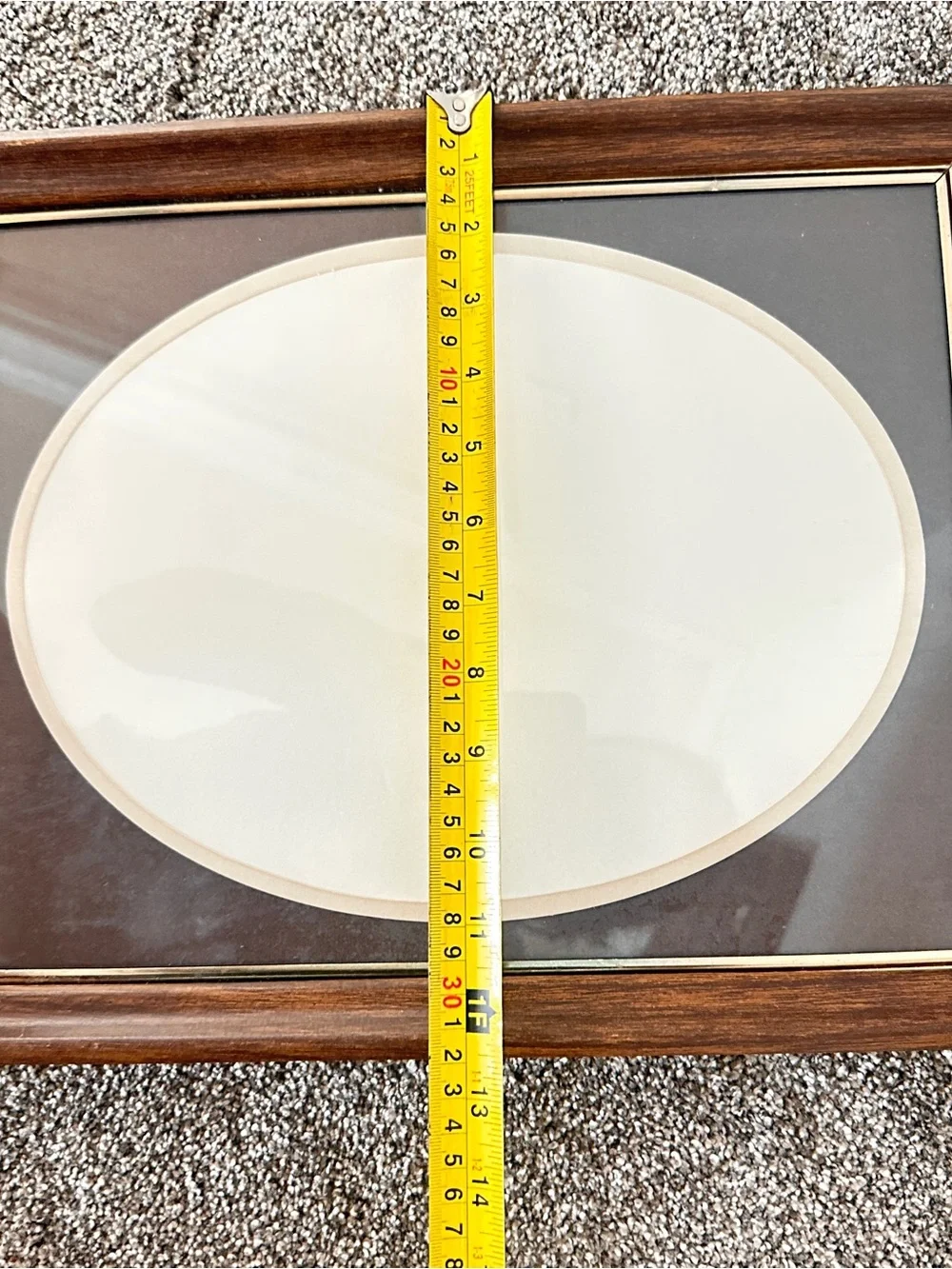 Vintage wood 12.5x15” frame with oval mat